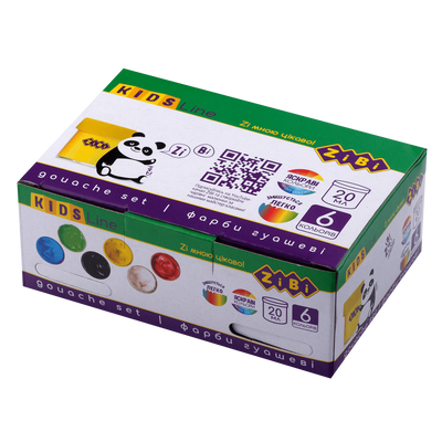 Набір гуашевих фарб 6 кольорів по 20 мл в картонній коробці KIDS Line ZB.6603 фото