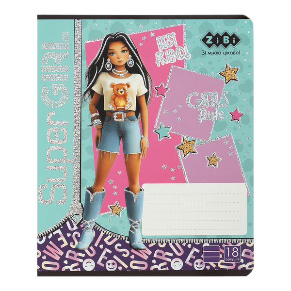 Тетрадь ученическая школьная ZiBi Super Girl 18 листов в линию ZB25.1761L фото