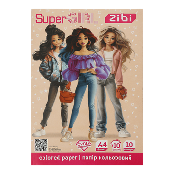 Папір кольоровий Zibi Super Girl A4 10 аркушів 10 кольорів 115 г/м&sup2; (ZB.1908-10) ZB.1908-10 фото