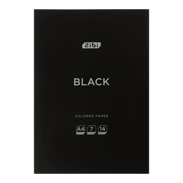 Папір кольоровий А4, 14 аркушів, 7 кольорів, 45 г/м2, Zibi Black (ZB.1901-01) ZB.1901-01 фото