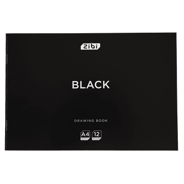 Альбом для малювання Zibi BLACK A4 12 арк. 120 г/м&sup2; на скобі, чорний (ZB.1421-01) ZB.1421-01 фото