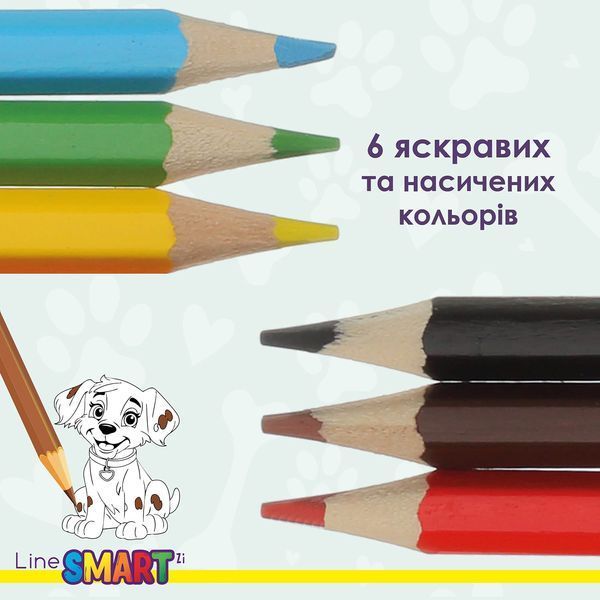 Олівці кольорові SMART Line Dogs and cats 6 кольорів ZB.2426 фото