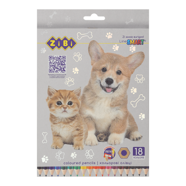 Карандаши цветные SMART Line Dogs and cats 18 цветов ZB.2428 фото