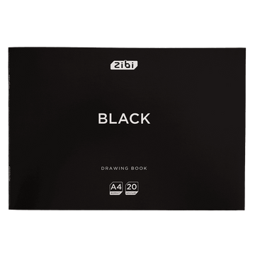Альбом для малювання Zibi BLACK A4 20 арк. 120 г/м&sup2; на скобі, чорний (ZB.1423-01) ZB.1423-01 фото