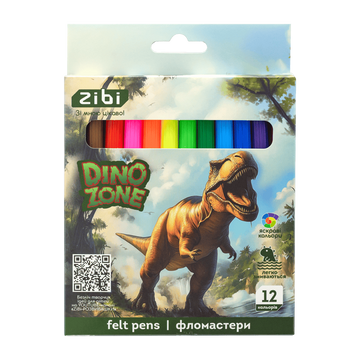 Фломастери на водній основі, 12 кольорів, DINO, Zibi (ZB.2825) ZB.2825 фото
