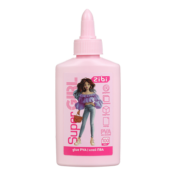 Клей ПВА Zibi Super Girl 100 мл ковпачок-дозатор (ZB.6105) ZB.6105 фото