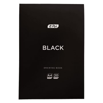 Альбом для малювання Zibi BLACK A4 20 арк. 120 г/м&sup2; клеєний блок (планшет), чорний (ZB.1465-01) ZB.1465-01 фото