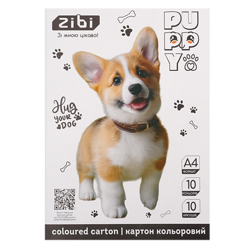 Набір кольорового картону Zibi Cats&Dogs A4 10 кольорів 10 аркушів (ZB.1950-22) ZB.1950-22 фото