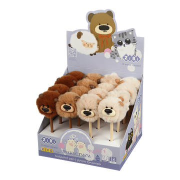 Ручка кулькова ZiBi Fluffy Big Bear 0.7 мм синя асорті дизайнів ZB.2019 фото