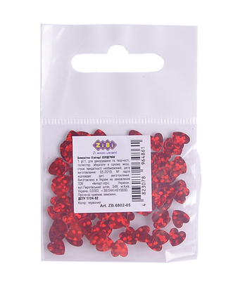 Блестки глитерные в форме сердца Красные 1г в пакете KIDS Line ZB.6802-05 фото