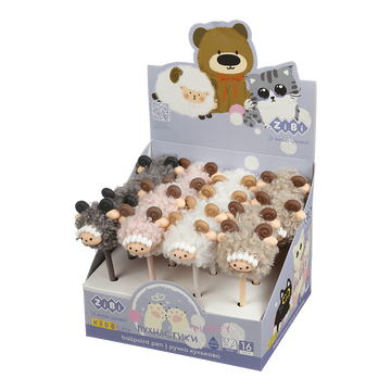 Ручка кулькова ZiBi Fluffy Lamb 0.7 мм синя асорті дизайнів ZB.2022 фото