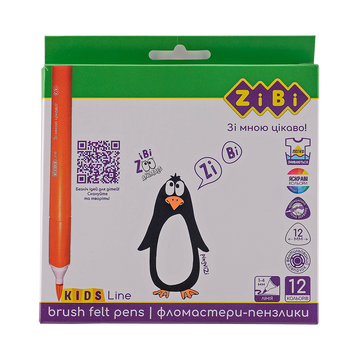 Фломастери брашеві 12 кольорів Jumbo KIDS Line ZB.2822 фото