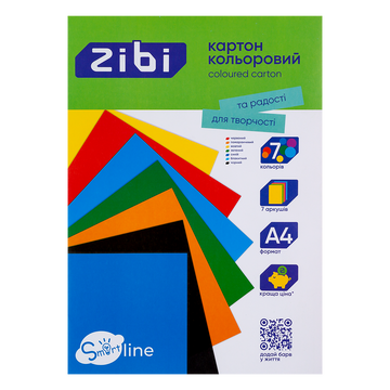 Картон цветной А4 7 листов 7 цветов 200 г/м&sup2; SMART Line ZB.1955 фото