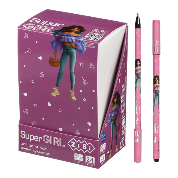 Ручка кулькова ZiBi Super Girl 0.5 мм синя ZB.2240 фото