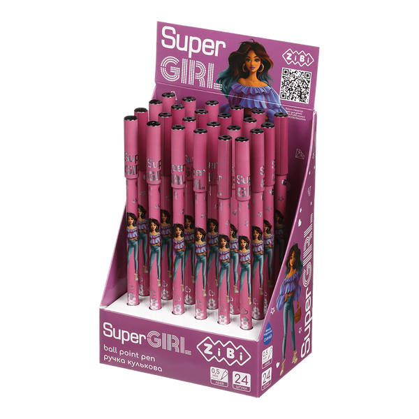 Ручка кулькова ZiBi Super Girl 0.5 мм синя ZB.2240 фото
