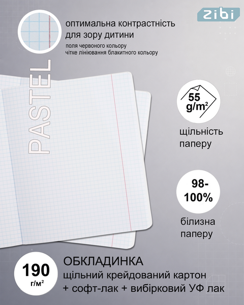 Набір предметних зошитів Pastel 48 аркушів в клітинку 8 предметів 10 шт ZB.1701-99 фото
