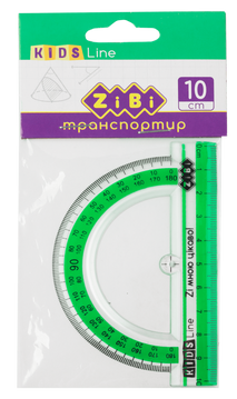 Транспортир 100мм з салатовою смужою KIDS Line ZB.5640-15 фото