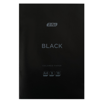 Папір кольоровий А4, 18 аркушів, 9 кольорів, 45 г/м2, Zibi Black (ZB.1900-01) ZB.1900-01 фото