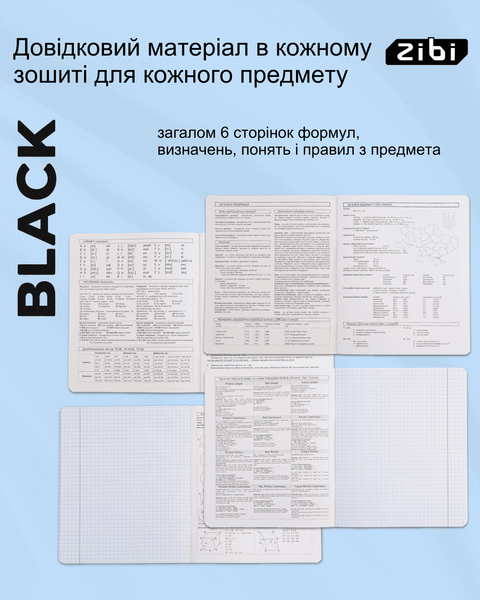 Набор предметных тетрадей ZiBi Black 36 листов в клеточку 8 предметов 10 шт ZB.1730-99 фото