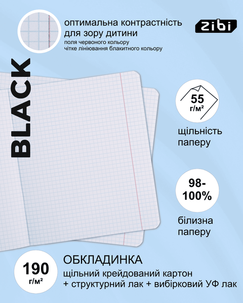 Набор предметных тетрадей ZiBi Black 36 листов в клеточку 8 предметов 10 шт ZB.1730-99 фото